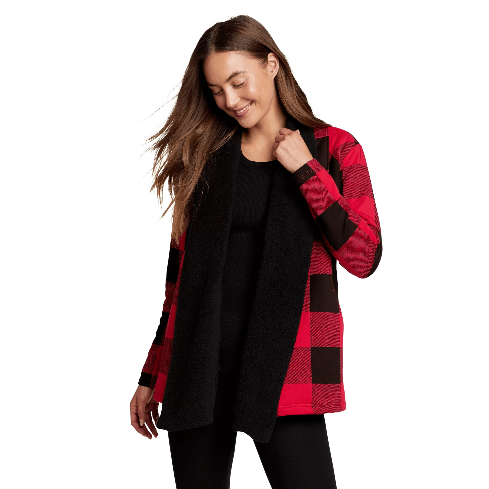 Snow Lodge Faux Shearling-Lined Wrap - Buffalo Check