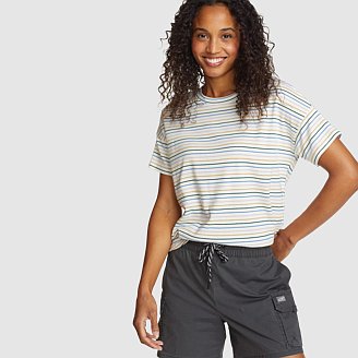 Women's Favorite Short-Sleeve Drop-Shoulder Crew-Stripe