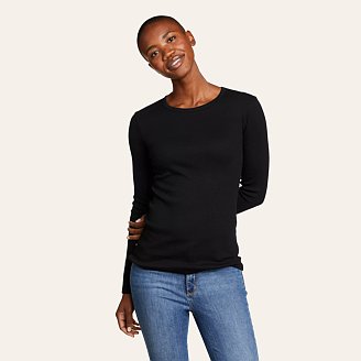 Womens Essentials Ribbed Crew Long-Sleeve Shirt