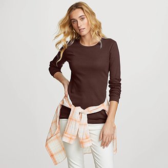 Image of Women's Essentials Ribbed Crew Long-Sleeve Shirt