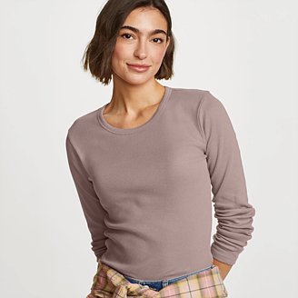 Image of Women's Essentials Ribbed Crew Long-Sleeve Shirt