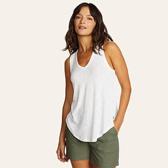 Womens Revive Ribbed V-Neck Tank