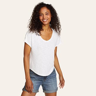 Womens Revive Ribbed Scoop-Neck T-Shirt