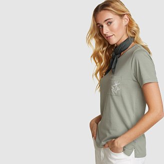 Women's Everyday Essentials Embroidered Pocket T-Shirt