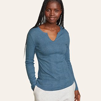 0094209156000080 Womens Riverbend Ribbed Notch-Neck Shirt sku 0094209156000080