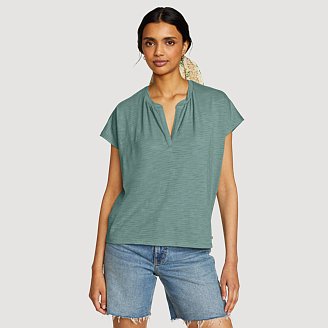 Image of Women's Sunny Slub-Texture Notch Neck Top