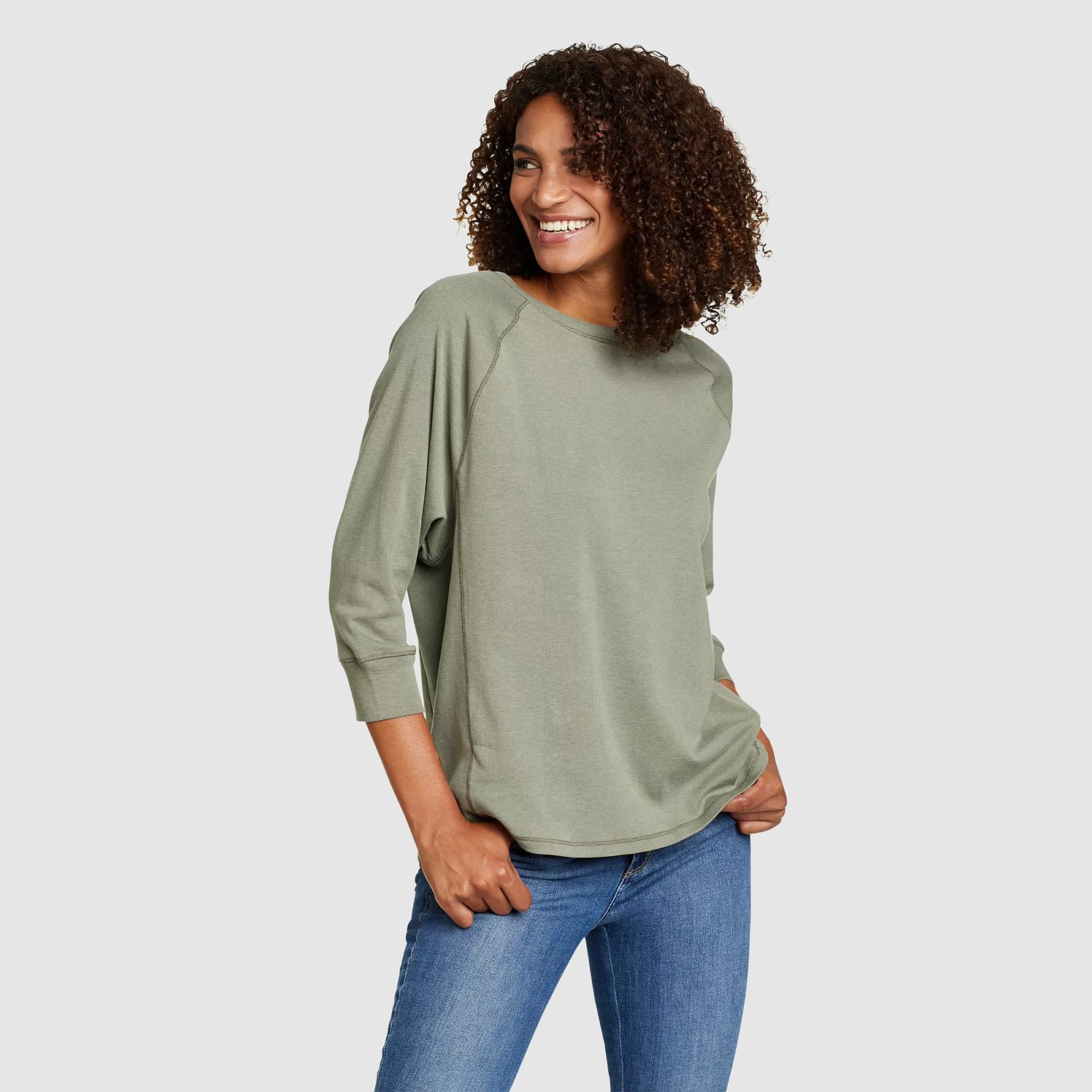 Perfect Dolman 3/4 Sleeve Top in Powder – Research and Design