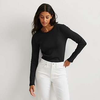 Image of Women's Essential Ribbed Long-Sleeve Layering T-Shirt
