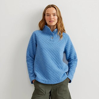 Image of Women's Quilted Button-Up Mockneck