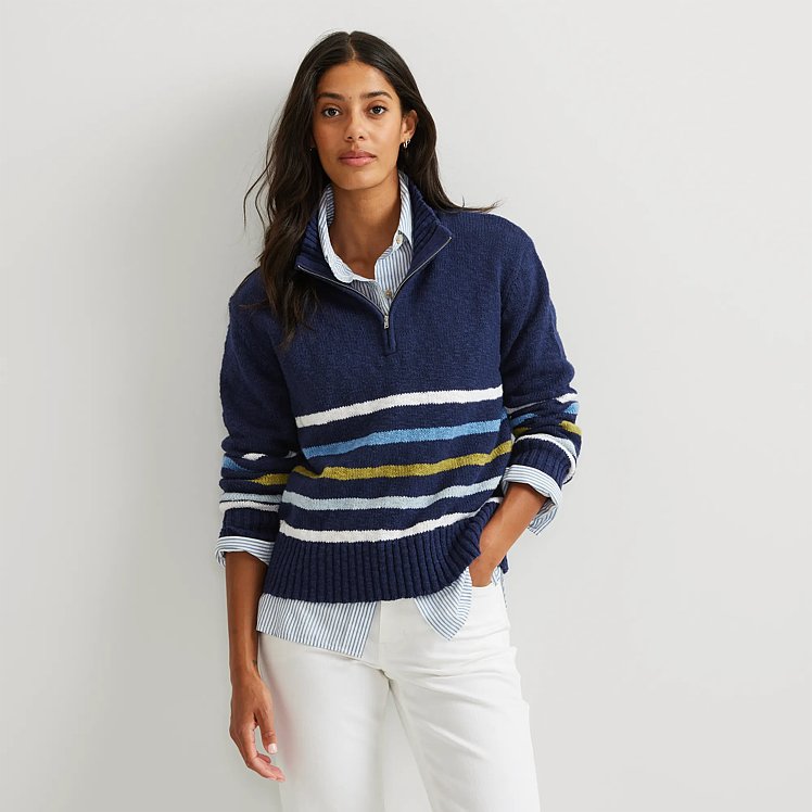 Women's Striped 1/4-zip Sweater Eddie Bauer