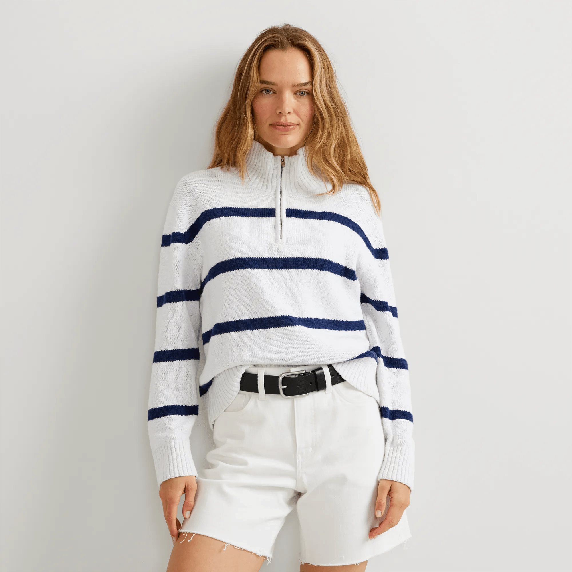 Striped 1/4-Zip Sweater