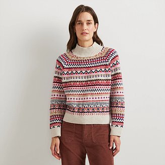 Image of Women's Warm Tidings Mock Neck Sweater - Fair Isle Pattern