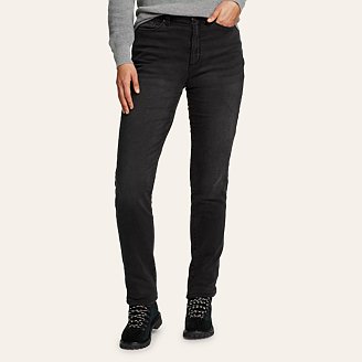0111884485001012 Womens Voyager Fleece-Lined High-Rise Jeans - Slig sku 0111884485001012