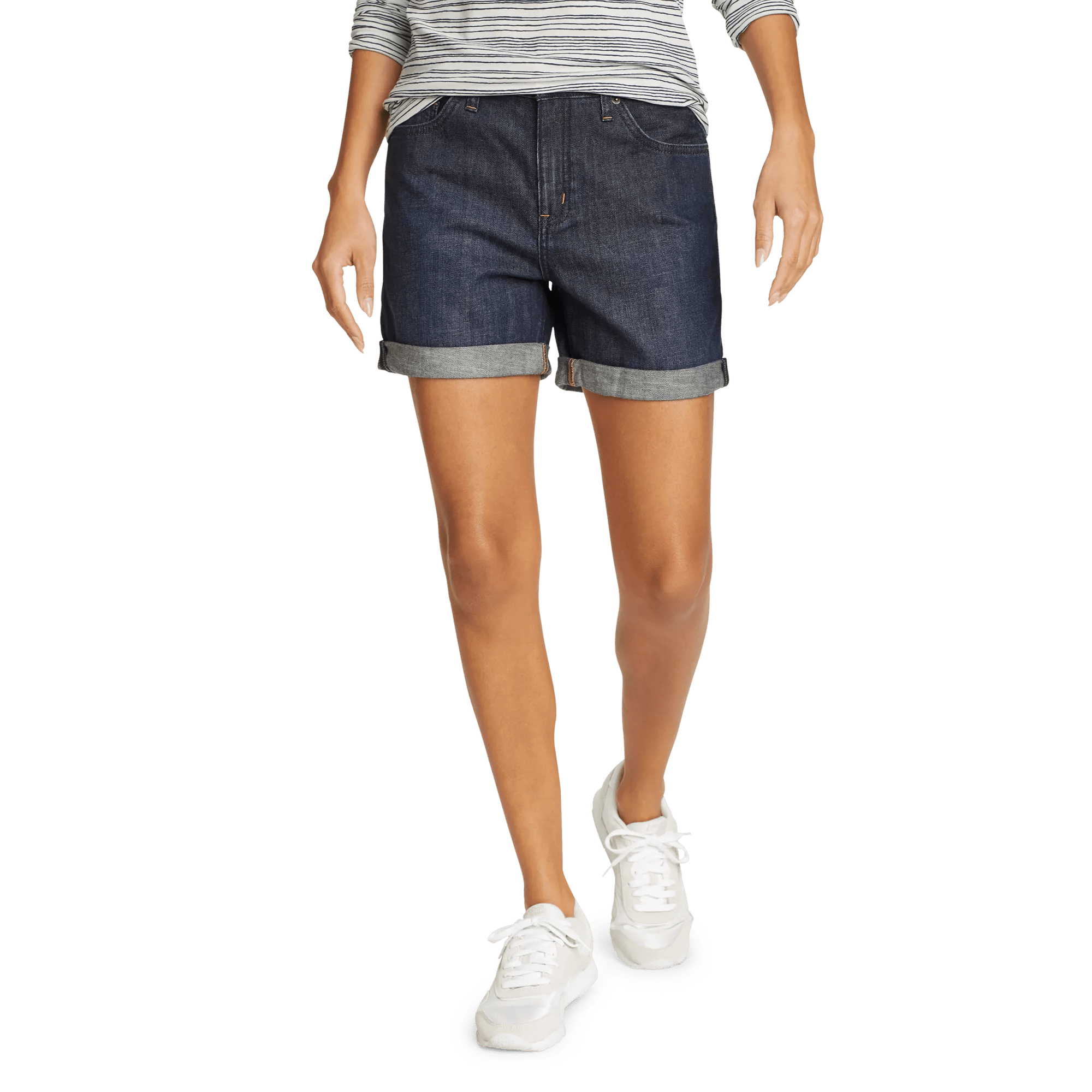 Boyfriend Rolled Denim Shorts - Relaxed Fit