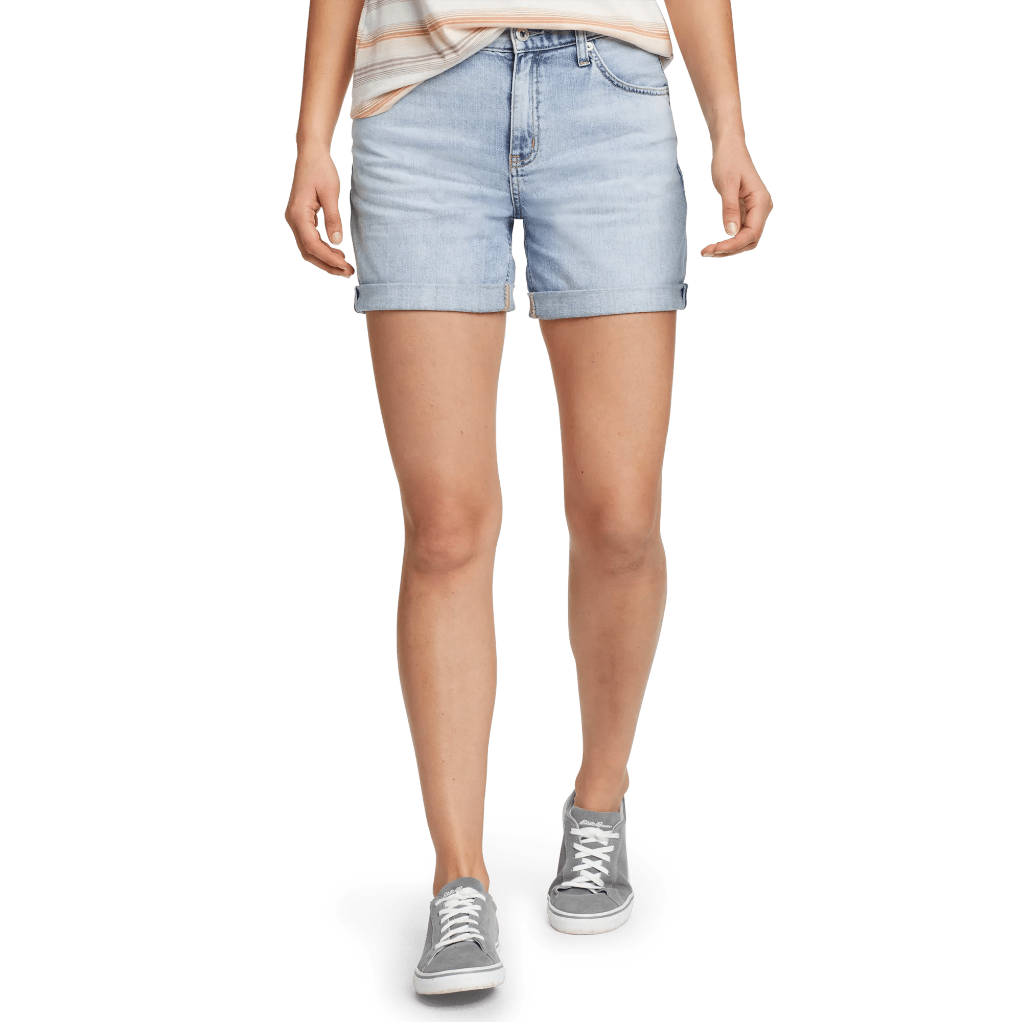 Boyfriend Rolled Denim Shorts - Relaxed Fit