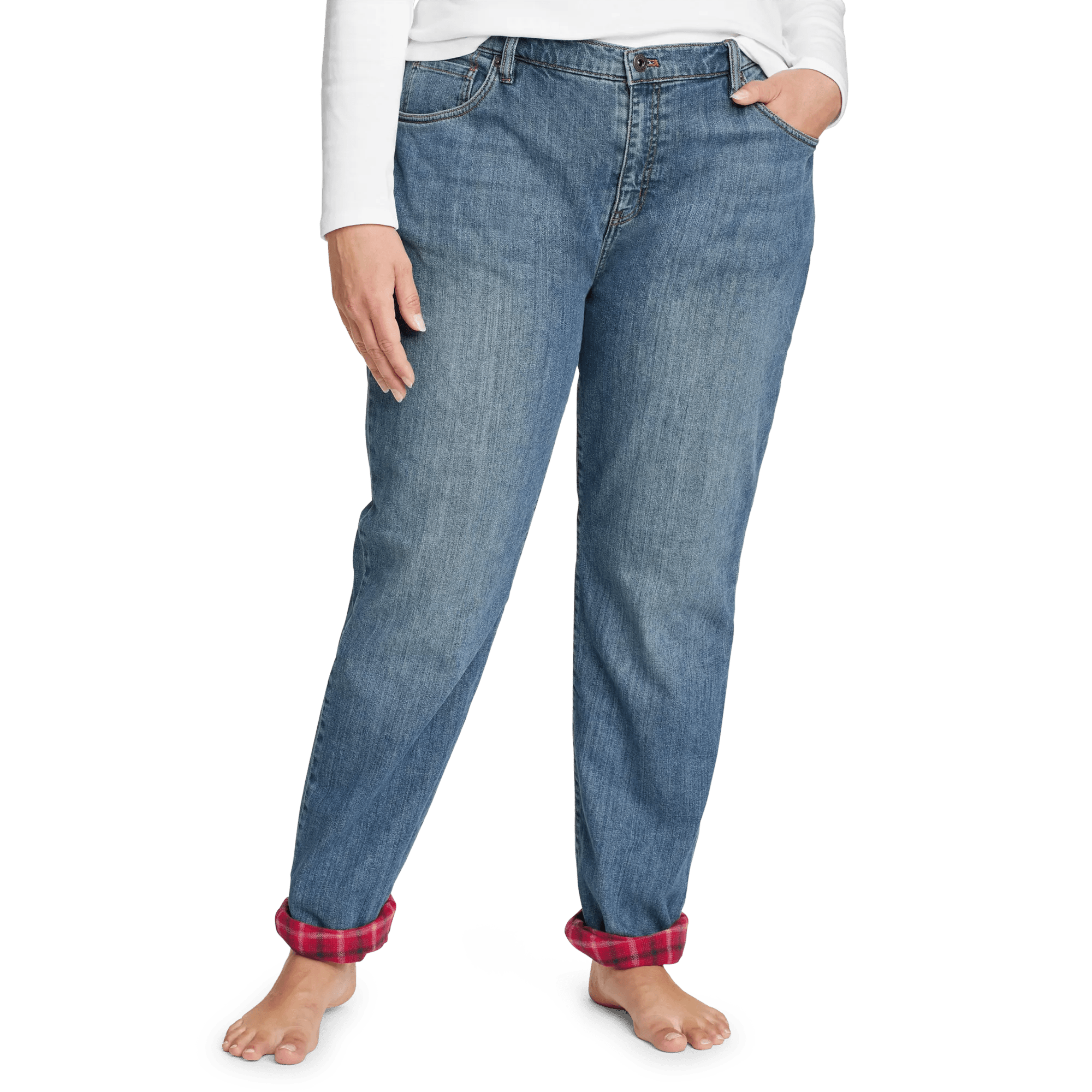 Boyfriend Flannel-Lined Jeans