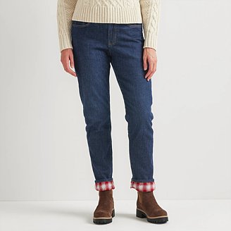 Image of Women's Boyfriend Flannel-Lined Jeans