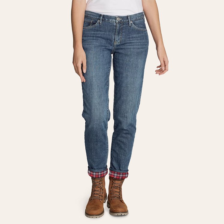 Women s Boyfriend Flannel lined Jeans Eddie Bauer