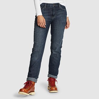 Women's Boyfriend Flannel-Lined Jeans