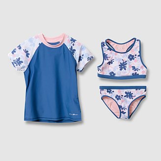 Girls' Sea Spray Short-Sleeve 3-Piece Swim Set