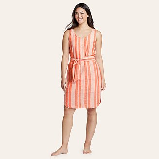 Womens Beach Light Linen Midi Dress