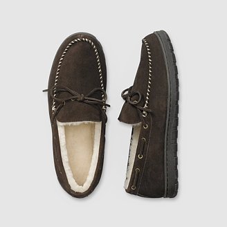 Men's Shearling-Lined Moccasin Slippers