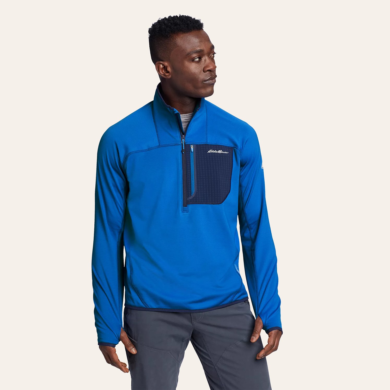 Men's High Route Grid Fleece 1/2-zip Mock Neck