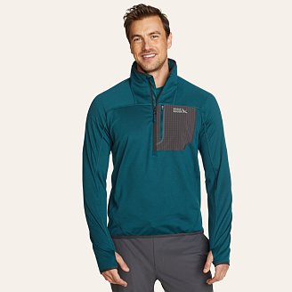 Mens High Route Grid Fleece 1/2-Zip Mock Neck