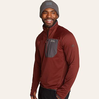 Mens High Route Grid Fleece 1/2-Zip Mock Neck