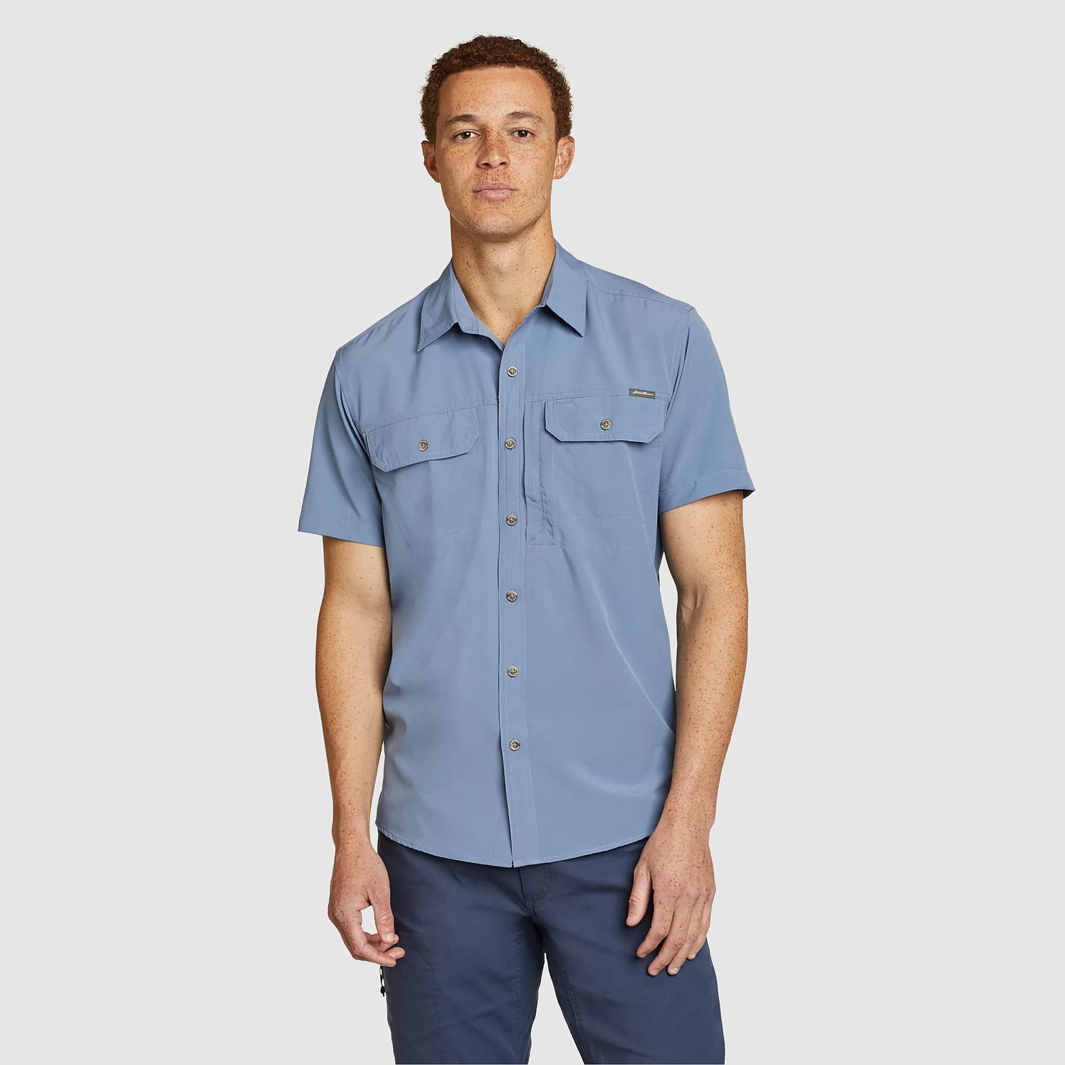 Eddie Bauer Men's Atlas Exploration Flex Short-Sleeve Shirt - Blue Haze - Size XXXL