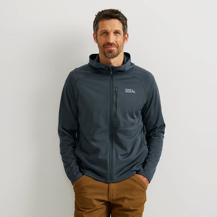 Men's High Route Grid Fleece Full-zip Hoodie Eddie Bauer