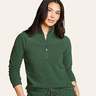 Eddie Bauer Plus Size Women s Quest Fleece Sweater 1 4 Zip Basil 2X Shop Gifts for Her