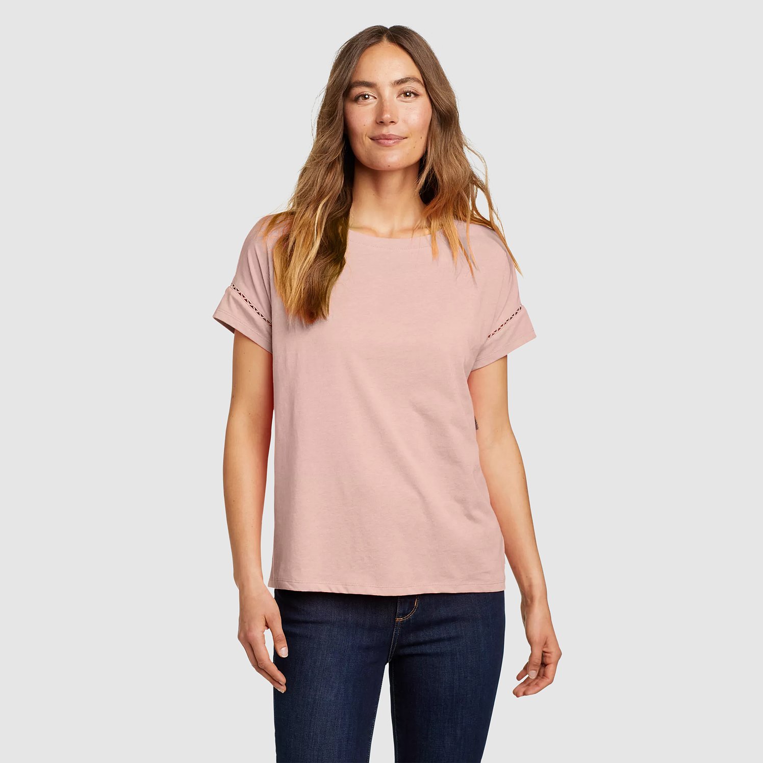 Eddie Bauer Women's Myriad Short-Sleeve Boat-Neck T-Shirt - Pale Pink - Size XXL
