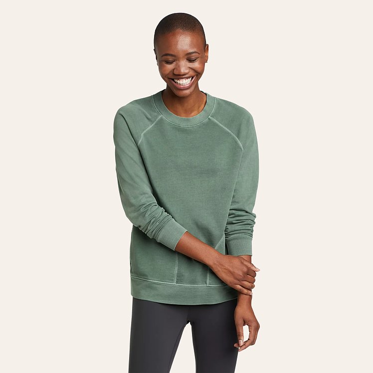 Women s Mineral Wash Terry Crew Sweatshirt Eddie Bauer