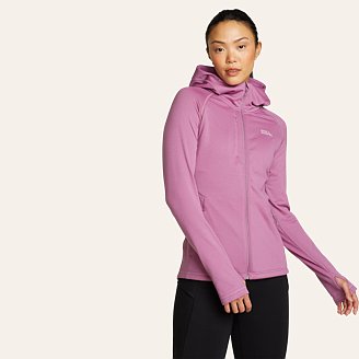 Womens High Route Full-Zip Grid Fleece Hoodie