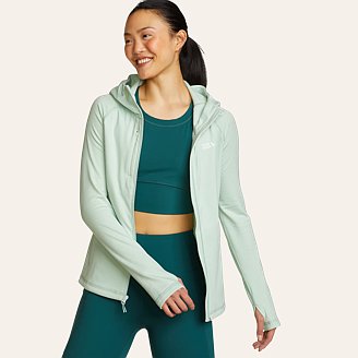 Womens High Route Full-Zip Grid Fleece Hoodie