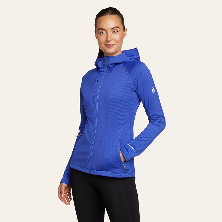 Women s High Route Full zip Grid Fleece Hoodie Eddie Bauer
