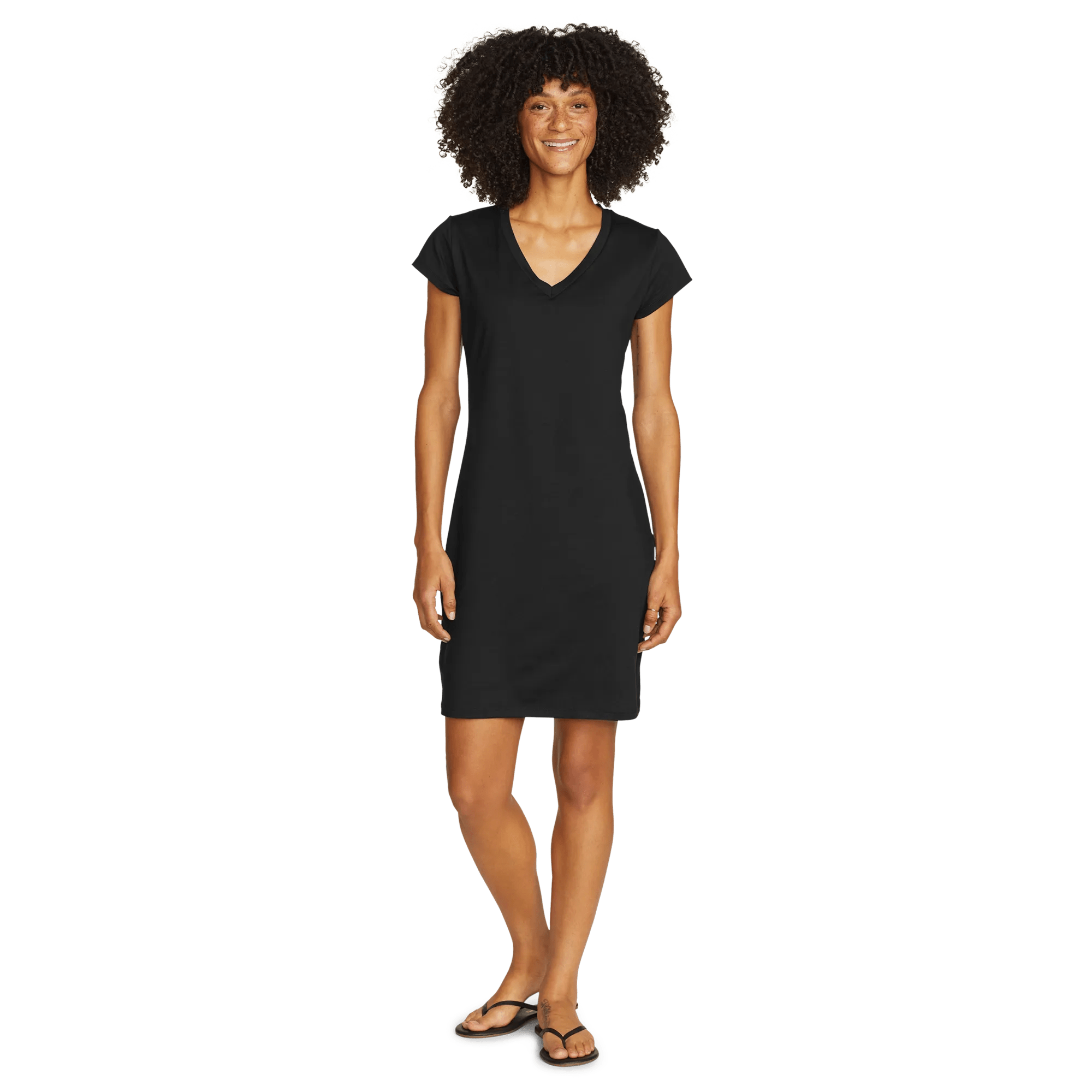 Aster Short-Sleeve V-Neck Dress