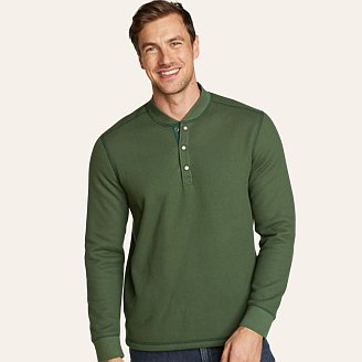 Mens Faux Shearling-Lined Thermal Henley