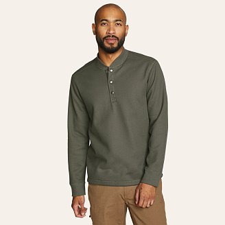Mens Faux Shearling-Lined Thermal Henley