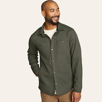 Mens Faux Shearling-Lined Thermal Shirt