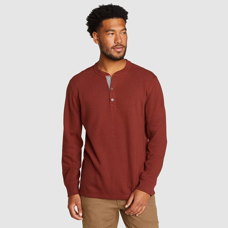 Men's thermal henley long sleeve shirts best sale