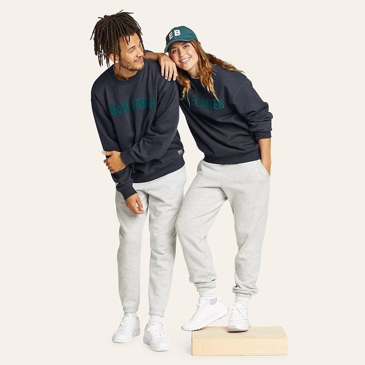Men's Eb Signature Fleece Logo Long-sleeve Crew Sweatshirt