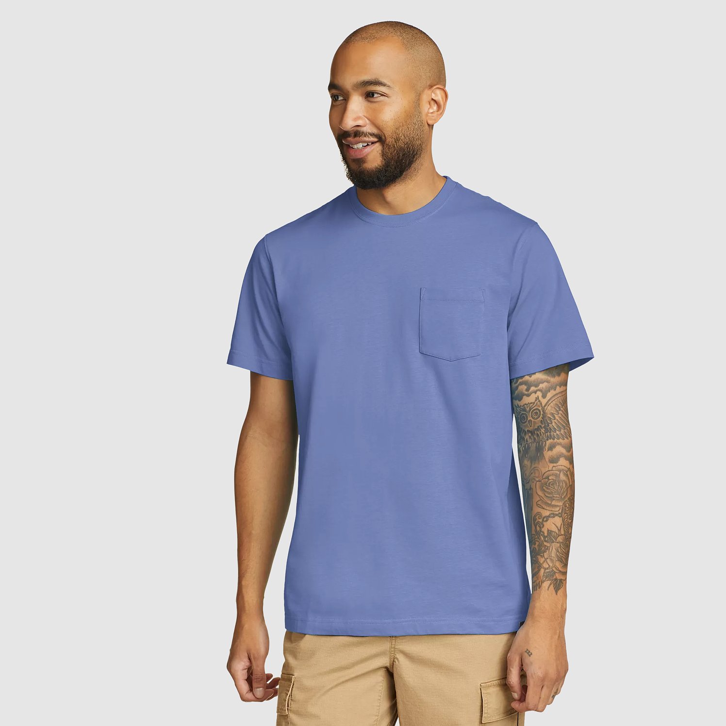 Eddie Bauer Men's Classic Wash 100% Cotton Short-Sleeve Pocket T-Shirt - Bluebird - Size M