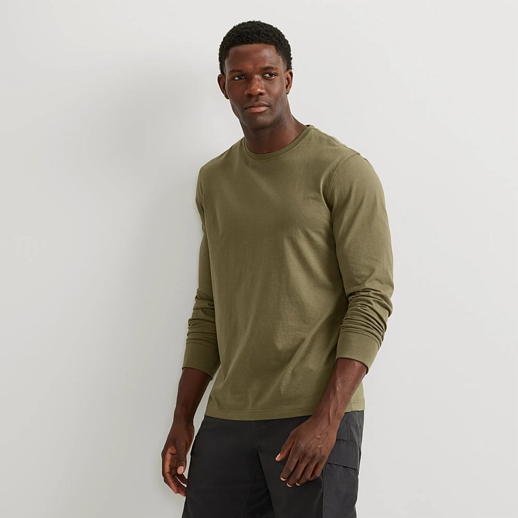 Men's Legend Wash 100% Cotton Long-sleeve Classic T-shirt | Eddie