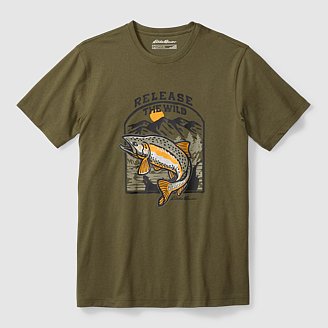 Eddie Bauer Unisex Camo Fish Graphic T-Shirt (Celadon)