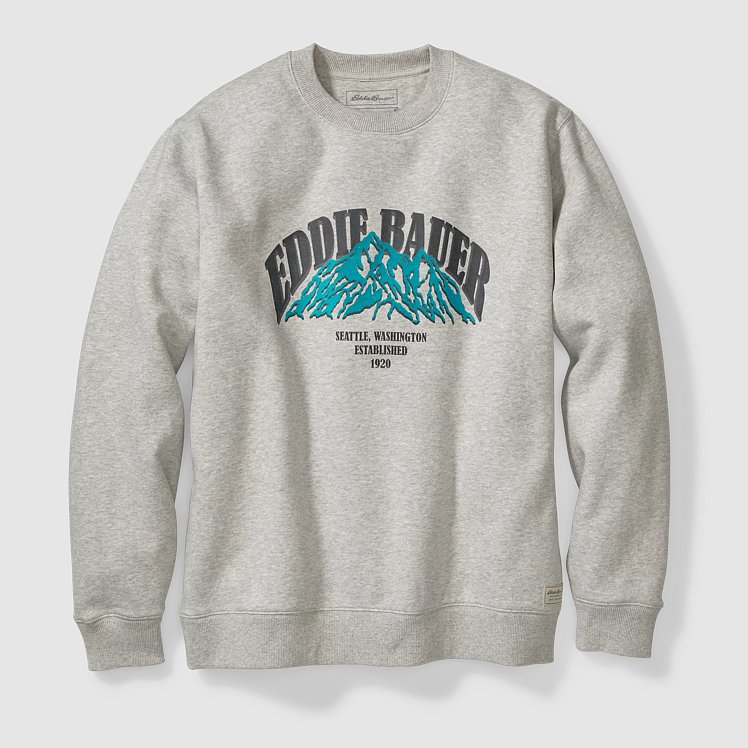 Eb Signature Graphic Crewneck Sweatshirt Flocked Mountain Eddie Bauer