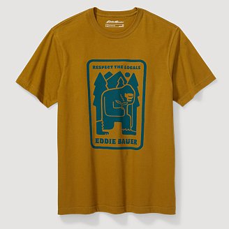 Eddie Bauer Graphics Eddie’s Fishing Camp T-Shirt for Men | Hazelnut | Size Large | Cotton