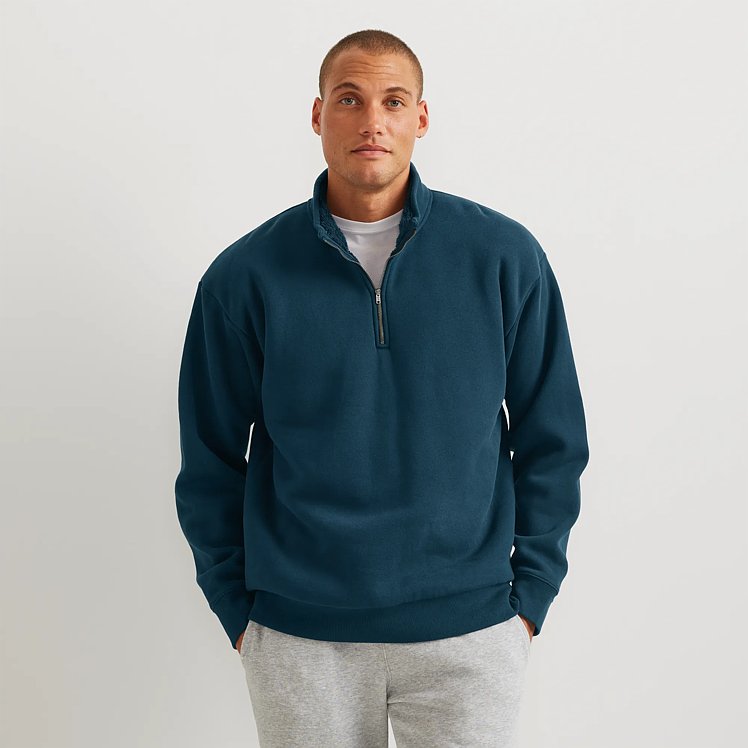 Men's Vintage Soft Faux Shearling-lined 1/4-zip Sweatshirt | Eddie