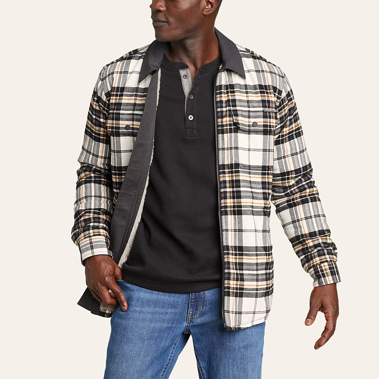 Men s Eddie s Favorite Faux Shearling lined Flannel Shirt Jacket Eddie Bauer